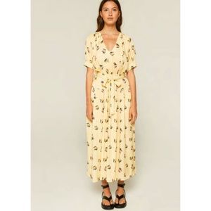 Compania Fantastica- Yellow Dress with Peach print (L)